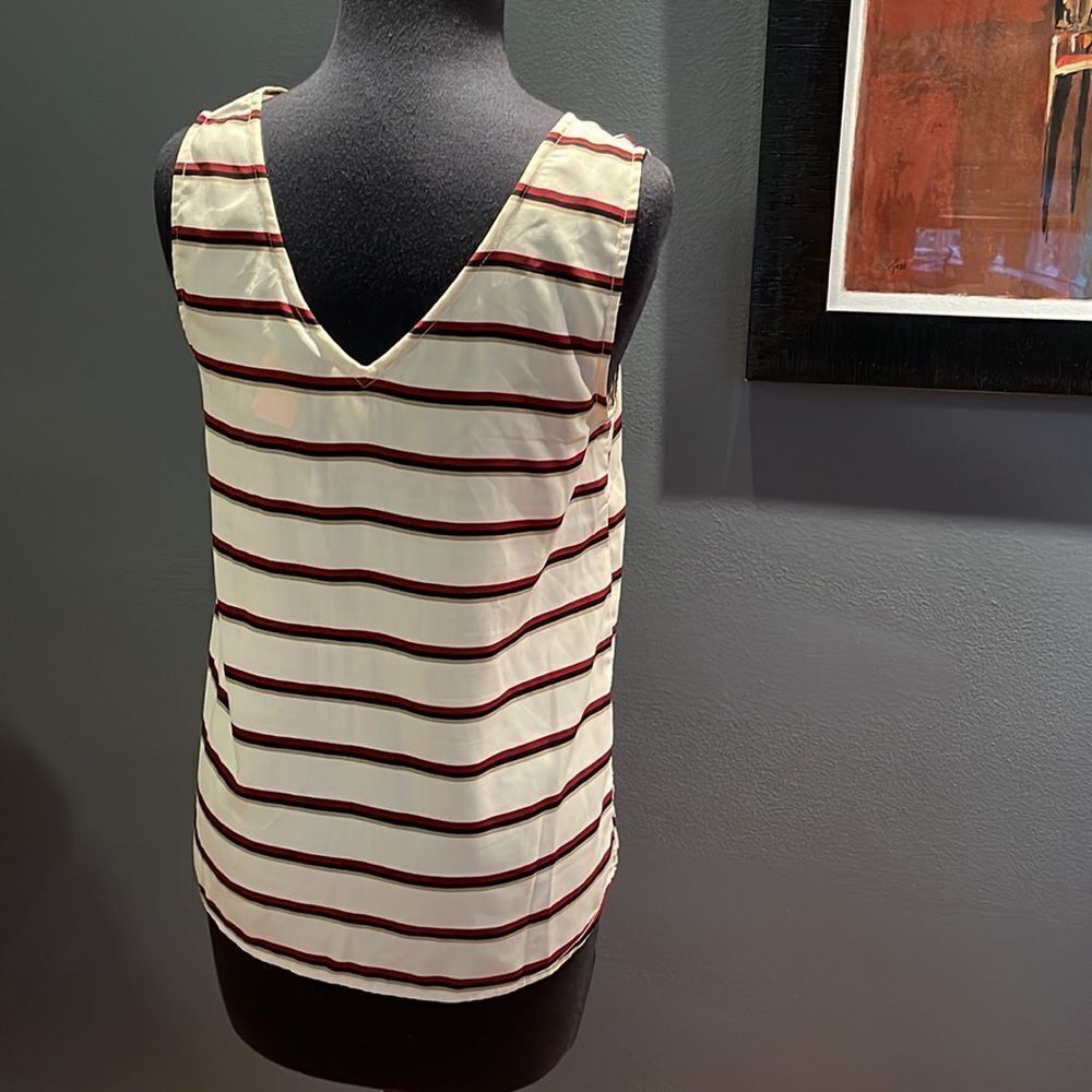 Sunday in Brooklyn(Anthropologie) striped blocked front V front/back neck top XS - Picture 3 of 3